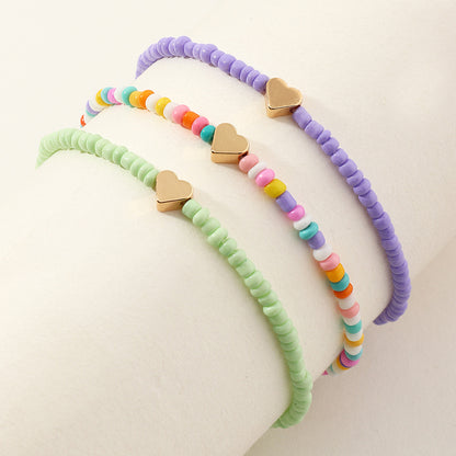 Fashion Miyuki Bead Heart-shape Alloy Anklet Wholesale