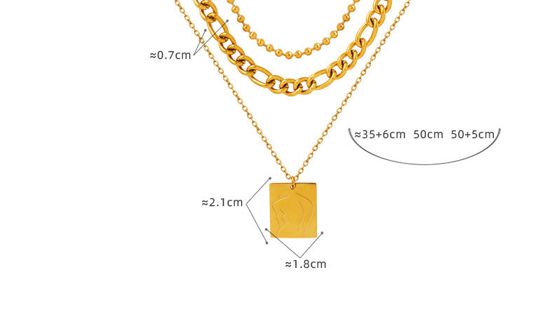 Retro Square Titanium Steel Plating Necklace