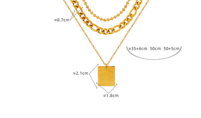 Retro Square Titanium Steel Plating Necklace