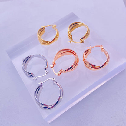 1 Pair Fashion Circle Solid Color Copper Plating Hoop Earrings