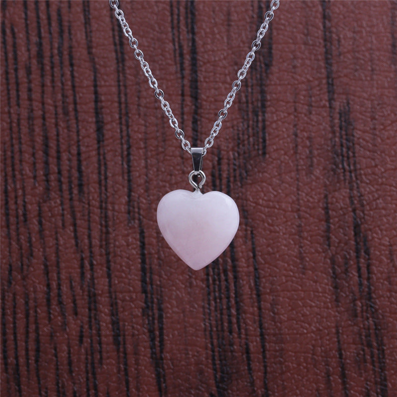 Fashion Pink Crystal Heart Pendant Necklace