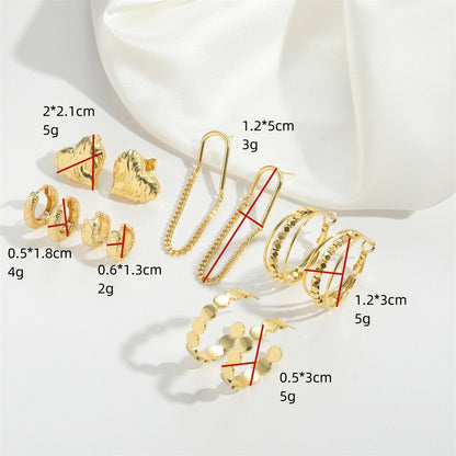 Cross-border hot-selling light luxury, high-end sense of Hong Kong style, retro hip-hop, love design earrings, niche Internet celebrities, wild earrings, women