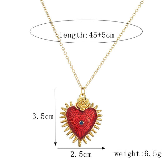 Simple Style Heart Shape Copper Zircon Pendant Necklace In Bulk