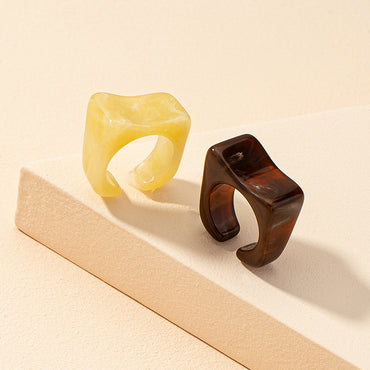 Fashion Contrast Color Resin Ring Set Wholesale