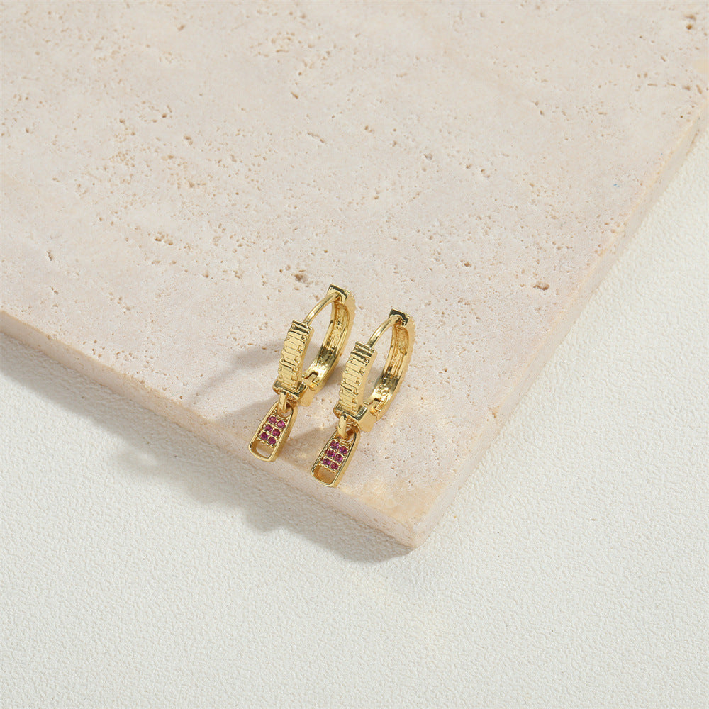 Cross-border hot-selling copper-plated 14K real gold, small temperament, zircon earrings, small light, luxury, ins, style versatile earrings, earrings