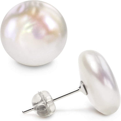 New Single Pearl Stud Earrings Female Copper Plated 14k Real Gold Light Luxury Fashion Large Freshwater Pearl Earrings