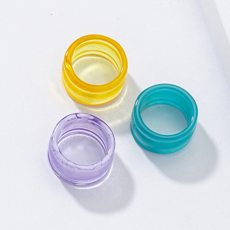 Wholesale Resin Ring Set Colorful Acrylic Rings Set