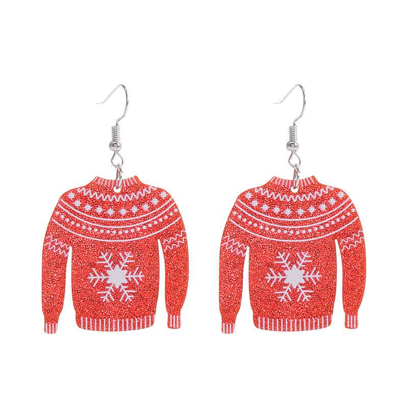 1 Pair Fashion Snowflake Printing Arylic Drop Earrings
