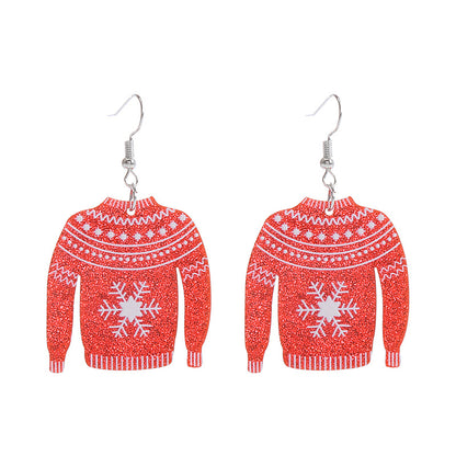 1 Pair Fashion Snowflake Printing Arylic Drop Earrings