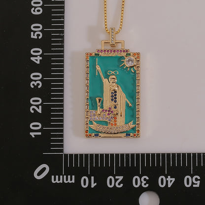 Fashion New Oil Drop Tarot Pendant Copper Zircon Necklace Wholesale Gooddiy