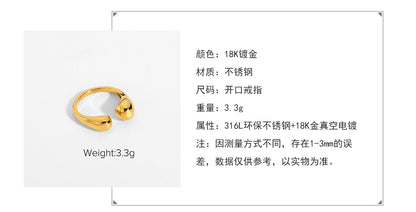 Retro Polished Gold-plated Stainless Steel Ring