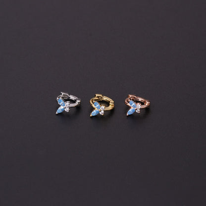 Simple Mini Ear Buckle Blue Pink White Zirconium Butterfly Ear Bone Earrings Single