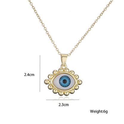 European And American Hot Sale New Copper Plated 18k Gold Lucky Eye Pendant Necklace