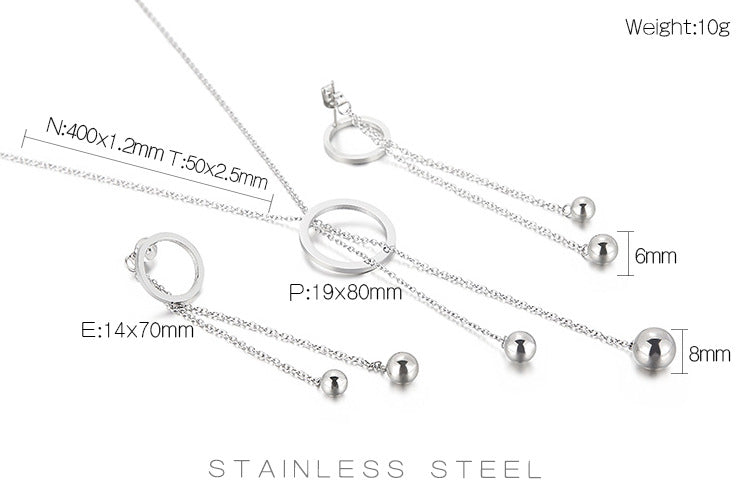 Wholesale Fashion Circle Titanium Steel Patchwork Earrings Necklace