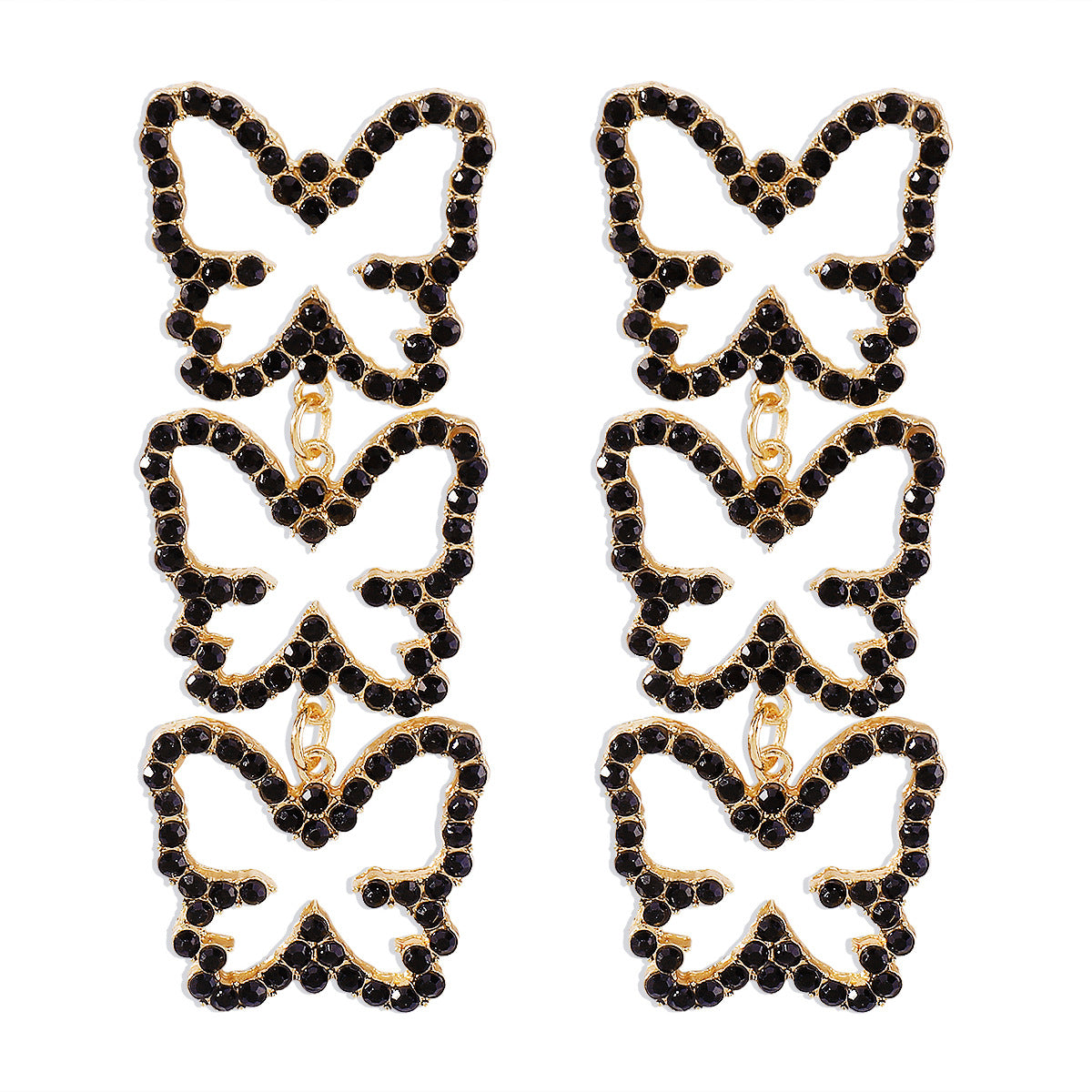 1 Pair Fashion Butterfly Alloy Plating Rhinestones Women's Drop Earrings