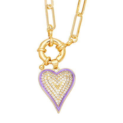 Fashion Heart Copper 18k Gold Plated Necklace In Bulk