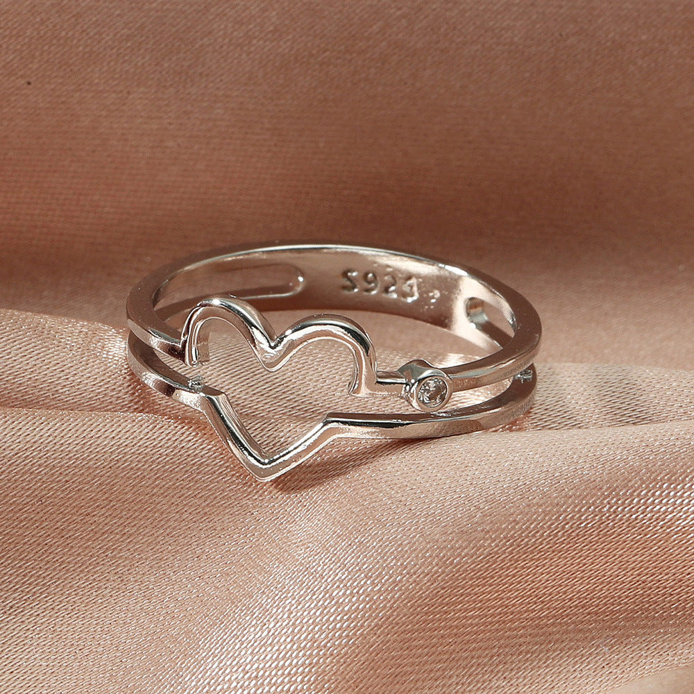 Simple Fashion Geometry Pattern Hollow Love Ring