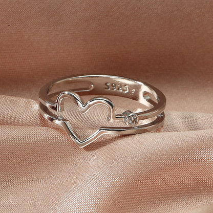 Simple Fashion Geometry Pattern Hollow Love Ring