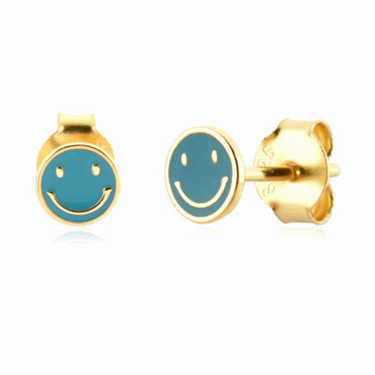 1 Pair Ig Style Simple Style Smiley Face Epoxy Copper Ear Studs