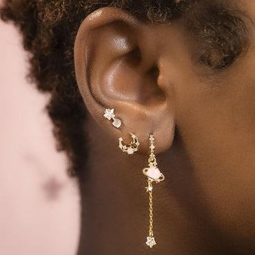 Sweet Star Tassel Brass Earrings Plating Zircon Copper Earrings