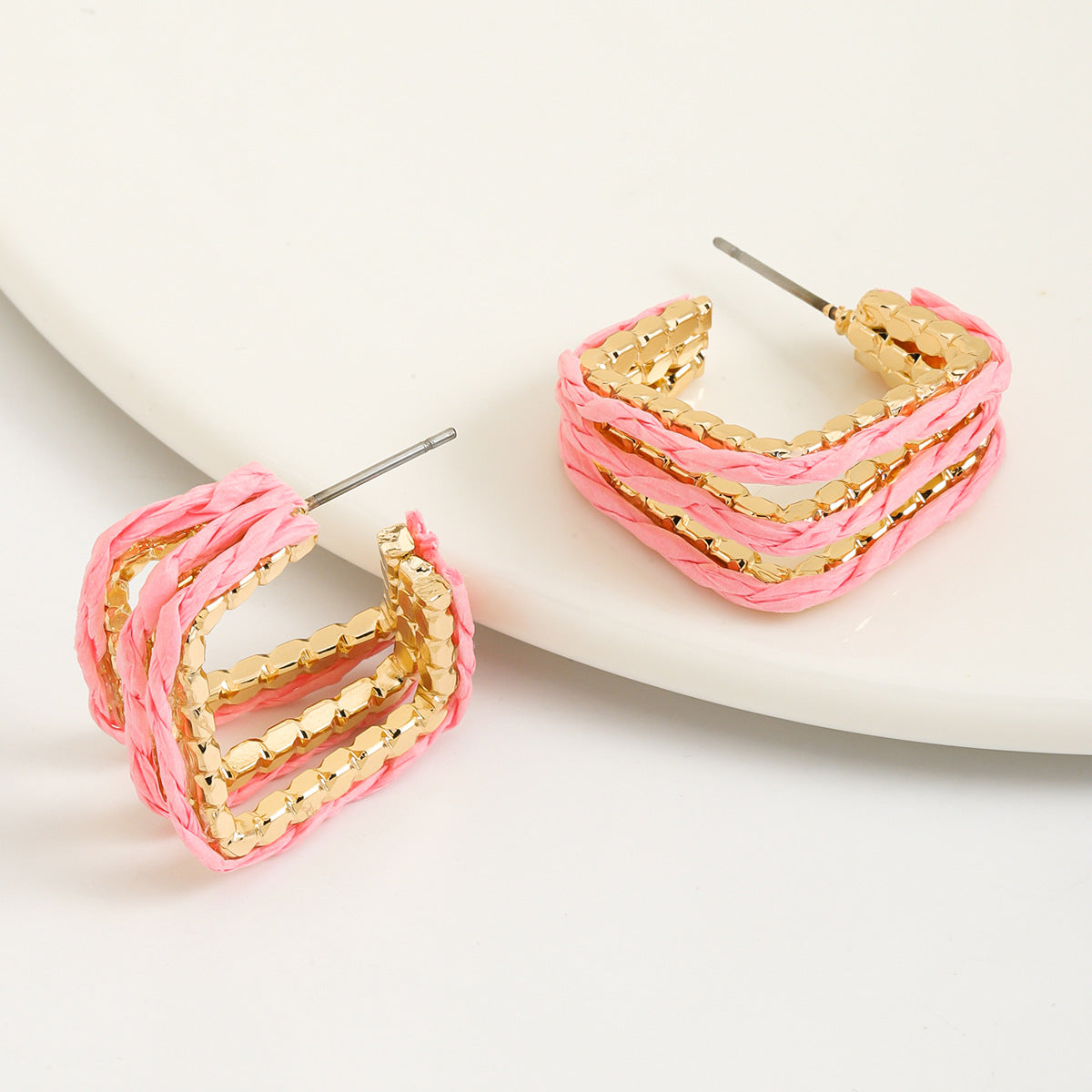 1 Pair Simple Style Classic Style Color Block Irregular Alloy Ear Studs