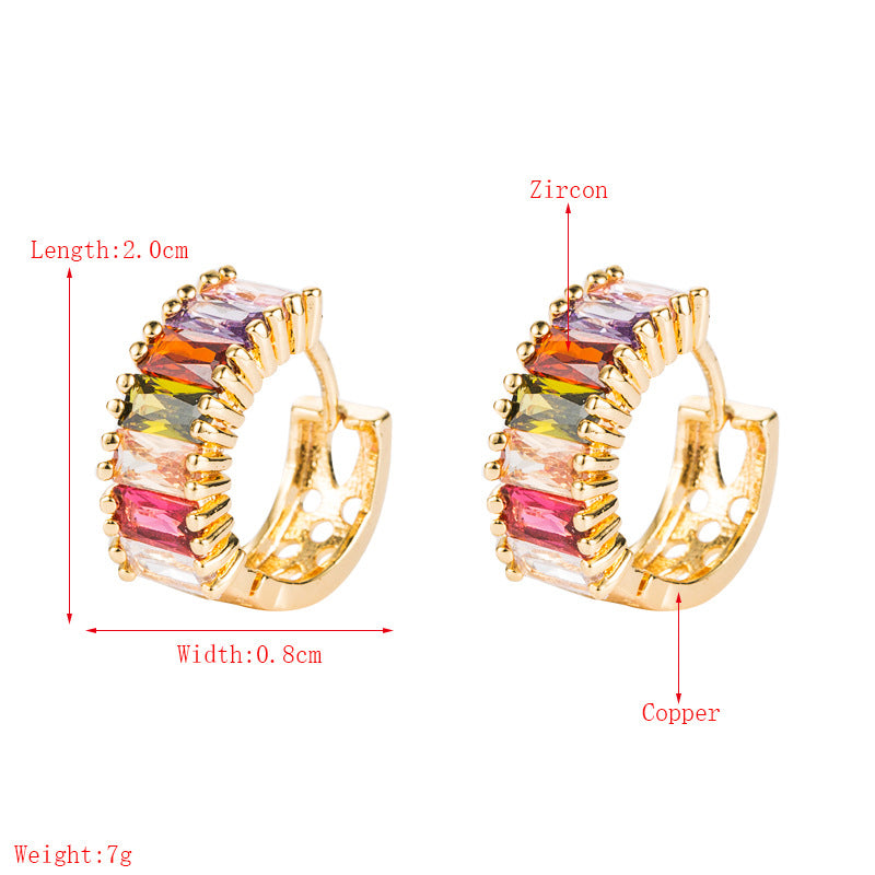 Simple Color Zircon Hollow Gold Plated Copper Earrings Wholesale Gooddiy