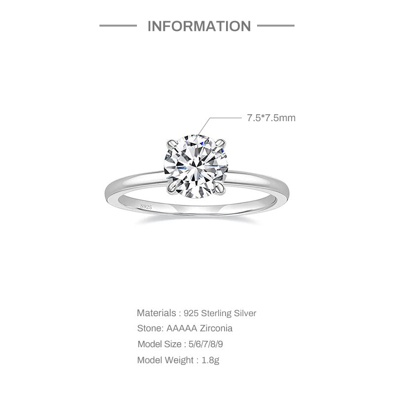 Elegant Simple Style Geometric Sterling Silver Plating Zircon Rings