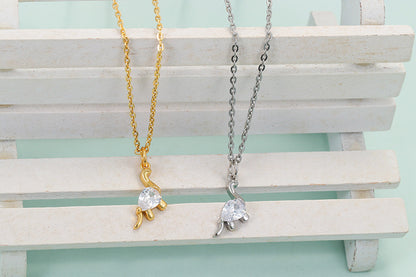 Fashion Small Dinosaur Copper Inlaid Zircon Pendant O-word Chain Clavicle Chain