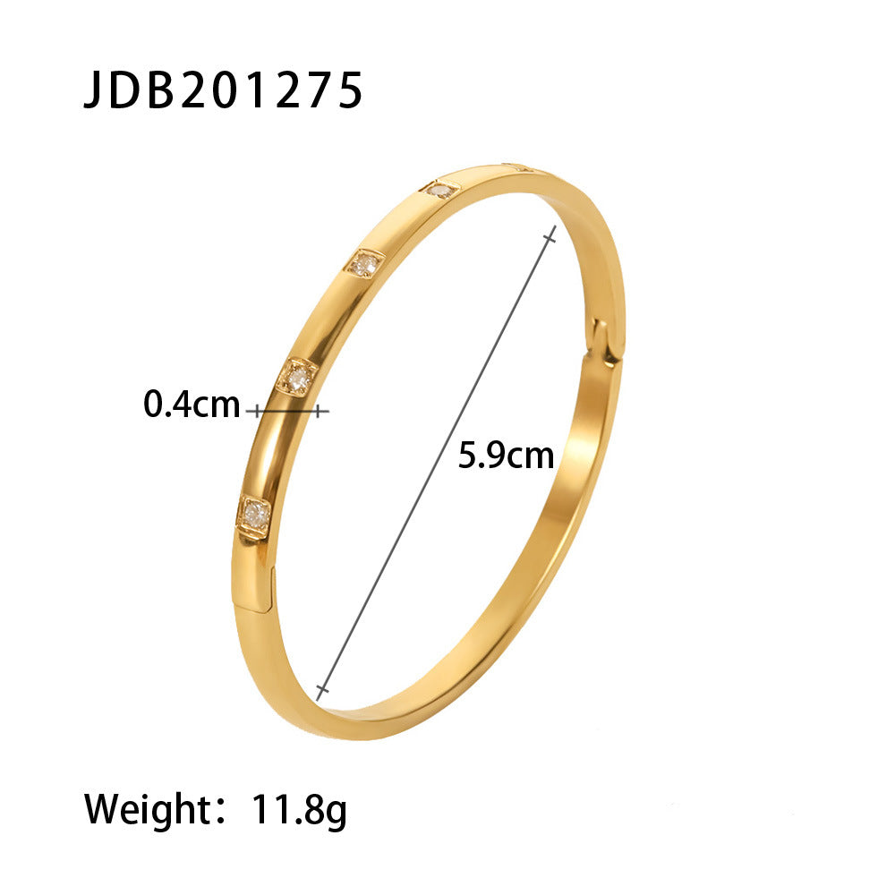 Simple Style Geometric Stainless Steel Plating Zircon Gold Plated Bangle