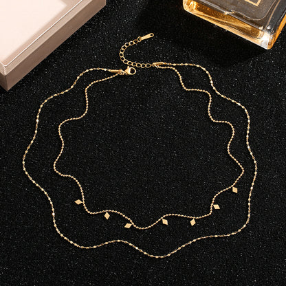 Wholesale Basic Classic Style Geometric Titanium Steel Plating Layered Necklaces