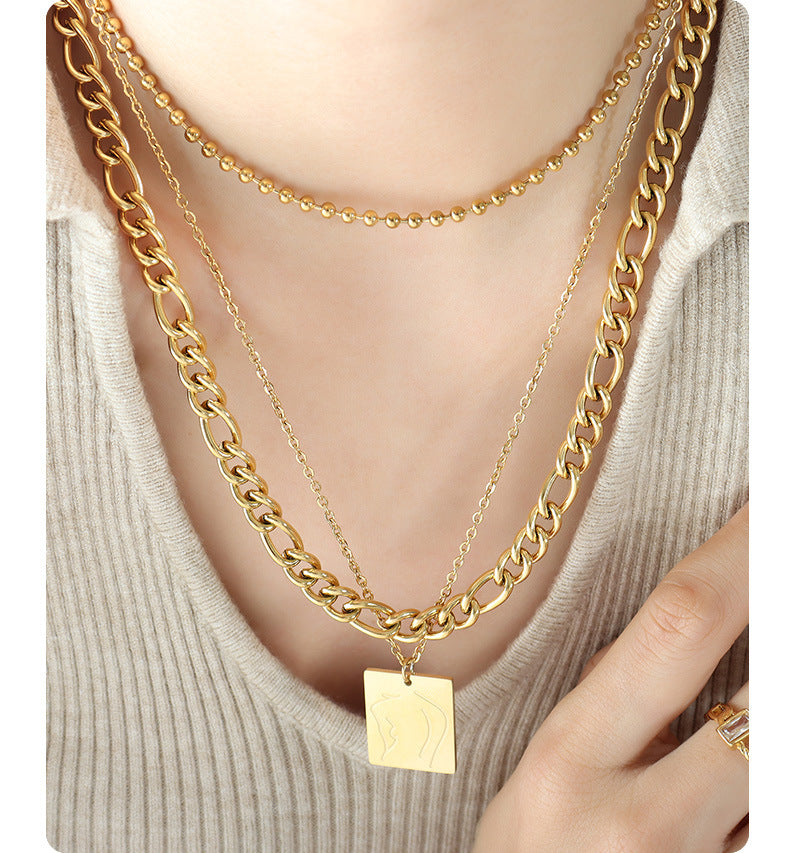 Retro Square Titanium Steel Plating Necklace