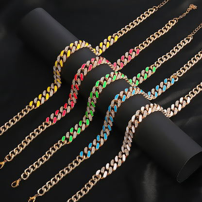 New Diamond-studded Thick Chain Hip-hop Two-color Thick Necklace