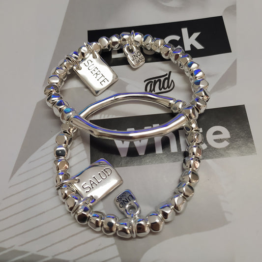 Retro Letter Lock Silver Plated Women's Bracelets Earrings Necklace