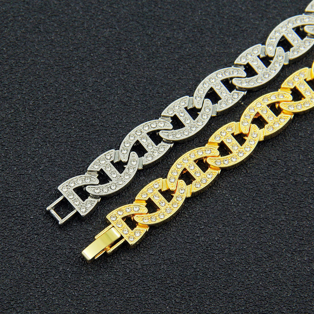 Diamond 8-shaped Buckle Narrow Short Necklace Hip-hop Trendy Cool Jewelry