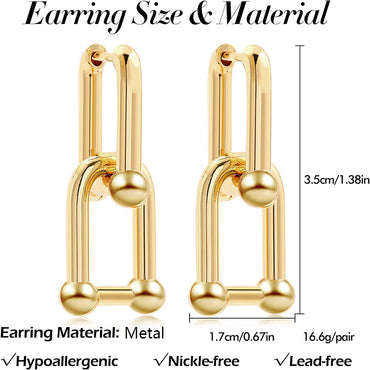 1 Pair Streetwear Solid Color Plating Chain Copper Drop Earrings