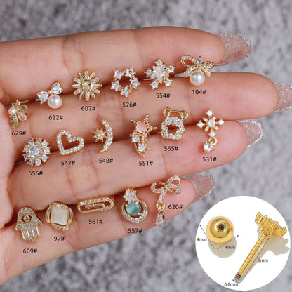 Fashion Geometric Copper Inlay Zircon Ear Studs 1 Piece