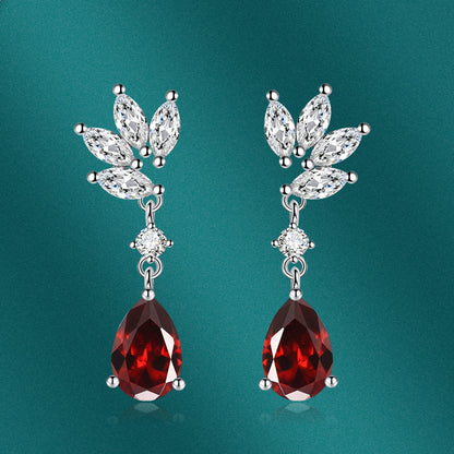 Fashion Water Droplets Copper Inlay Zircon Drop Earrings 1 Pair