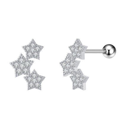 1 Piece Simple Style Star Heart Shape Anchor Inlay Copper Zircon Ear Studs