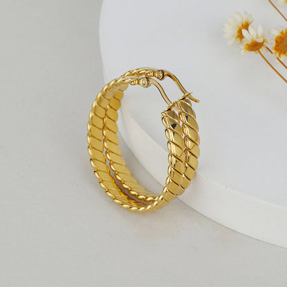 Fashion Geometric Stainless Steel Hoop Earrings Plating Stainless Steel Earrings