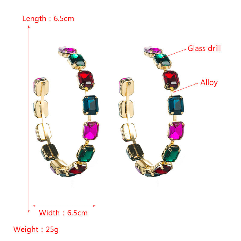 Fashion Geometric Alloy Inlay Rhinestone Earrings 1 Pair