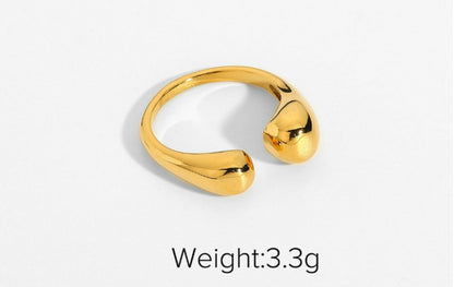 Retro Polished Gold-plated Stainless Steel Ring