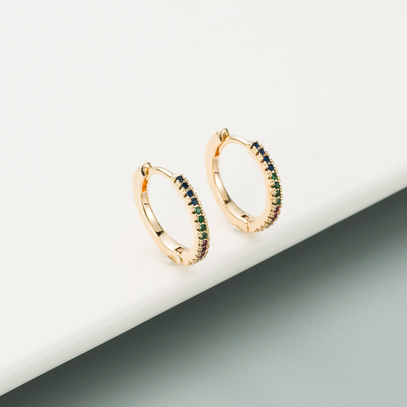 Fashion Geometric Inlaid Zircon Alloy Artificial Gemstones Earrings