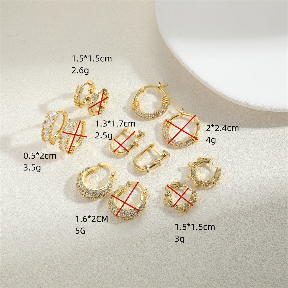 Cross-border hot-selling French retro light luxury U-shaped design earrings, Korean personality, Hong Kong style, versatile earrings, jewelry women