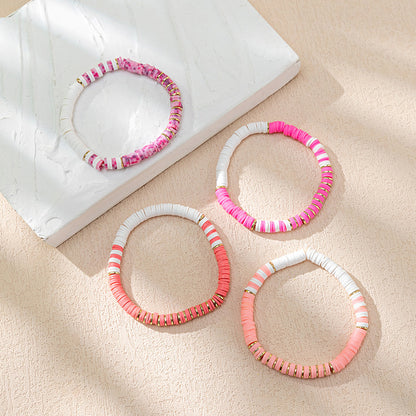 1 Set Vacation Smiley Face Soft Clay Beaded Women's Bracelets
