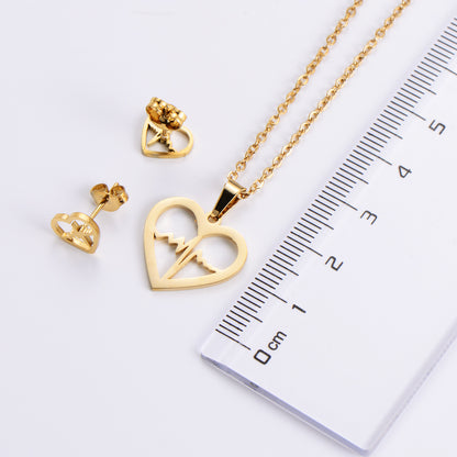 Aml [best-selling Ornament] Titanium Steel Set Jewelry Heart-shaped Pendant Ecg Net Hongguo Domestic Sales Women's New