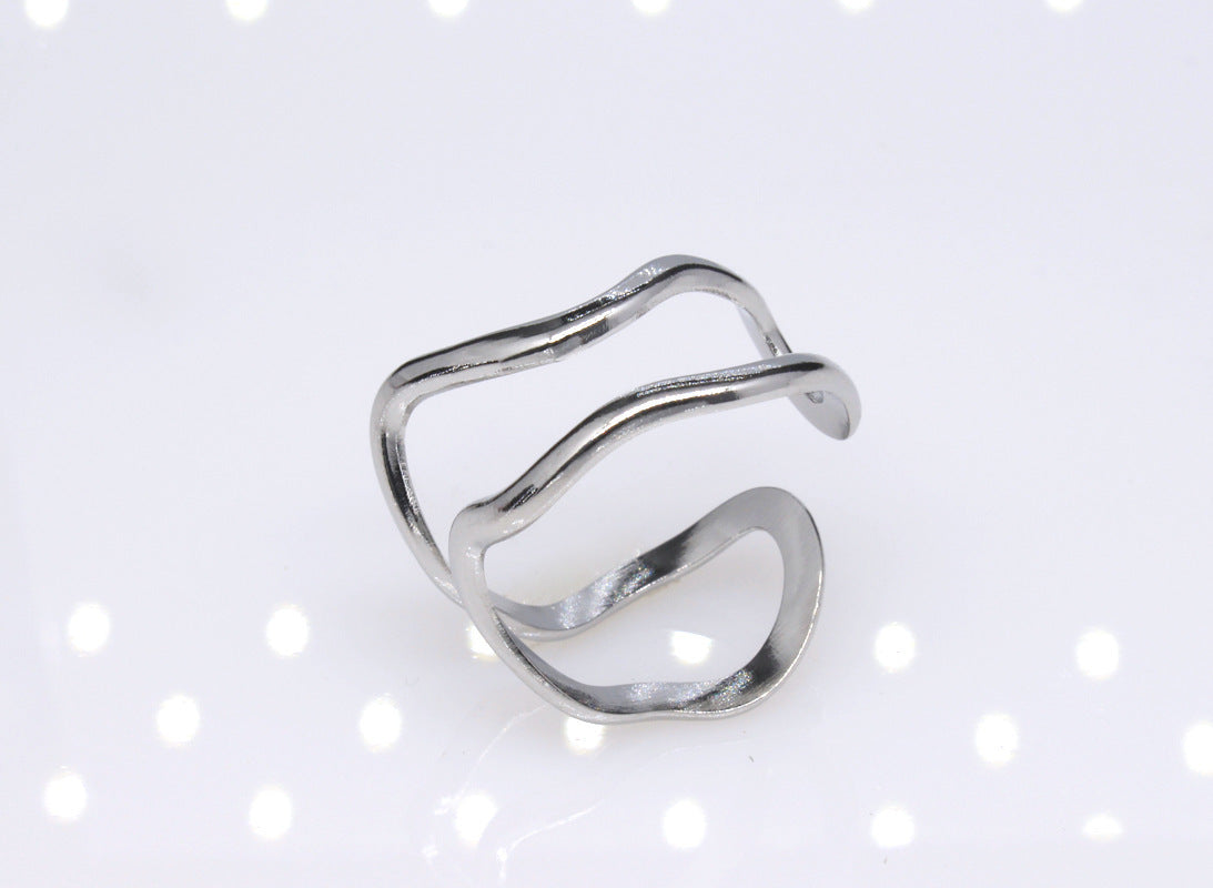 Fashion Geometric Titanium Steel Plating Open Ring 1 Piece