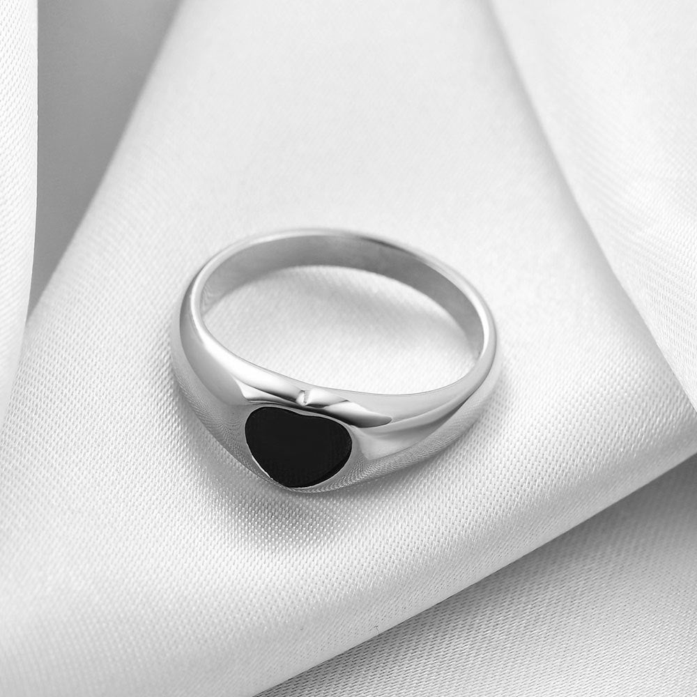 Fashion Heart Shape Titanium Steel Plating Shell Rings