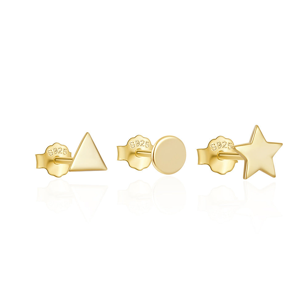 1 Set Simple Style Star Butterfly Plating Sterling Silver Ear Studs