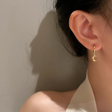 Fashion Star Moon Heart Shape Alloy Inlay Pearl Zircon Women's Earrings 1 Set