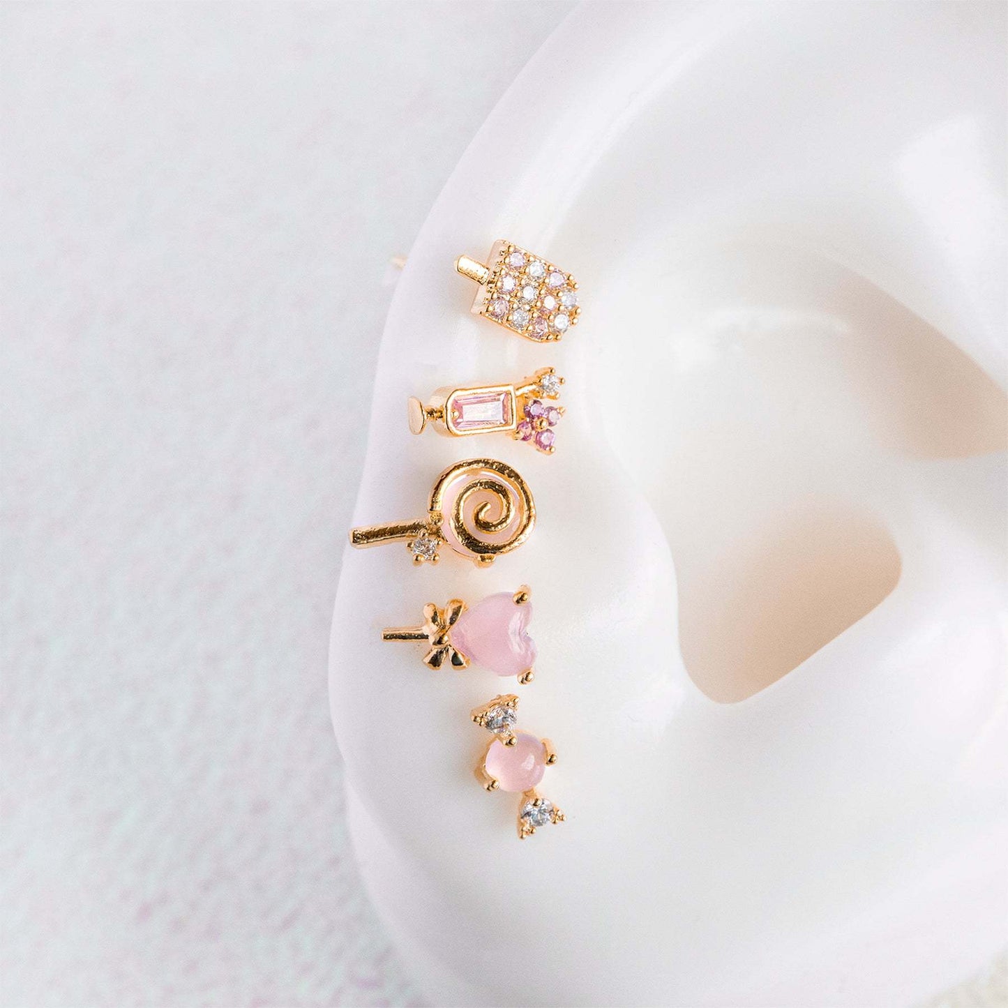 Streetwear Geometric Brass Ear Studs Plating Zircon Copper Earrings